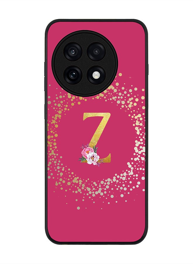 Stylizedd For OnePlus 13R / Ace 5 Pro Case,Slim fit Camera Protection, Shockproof Thin Phone cover  - Custom Monogram Floral - Z ( Deep Pink )