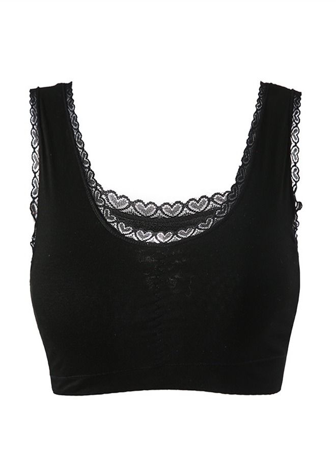 Loquat Women's Without No Sponge Pad No Steel Ring Sports Bra Black 