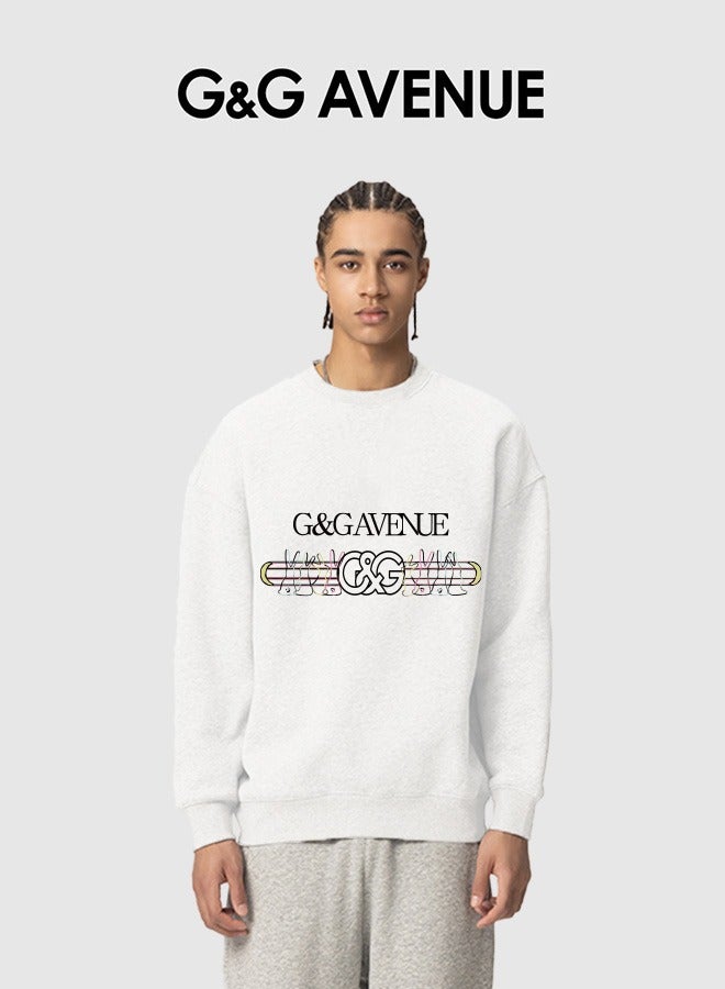 G&G AVENUE High quality round neck loose fitting sun protection clothing, long sleeved sun protection swimming and fishing clothing, hip-hop new trend exercise, fitness, sports pure cotton long sleeved white - Image 1