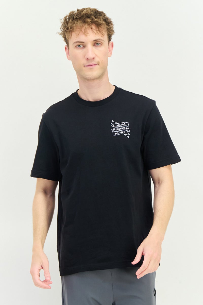 Adidas Men Sportswear Fit Short Sleeve Outdoor T-shirts, Black - Image 1