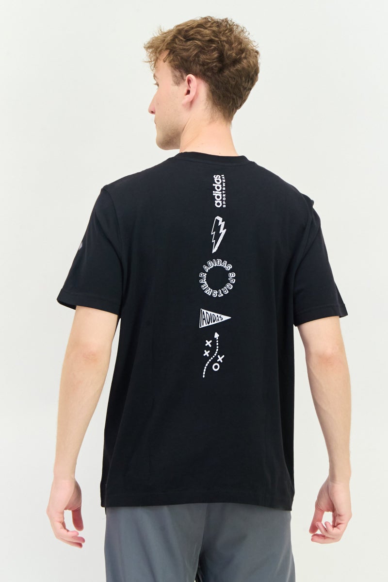Adidas Men Sportswear Fit Short Sleeve Outdoor T-shirts, Black - Image 3