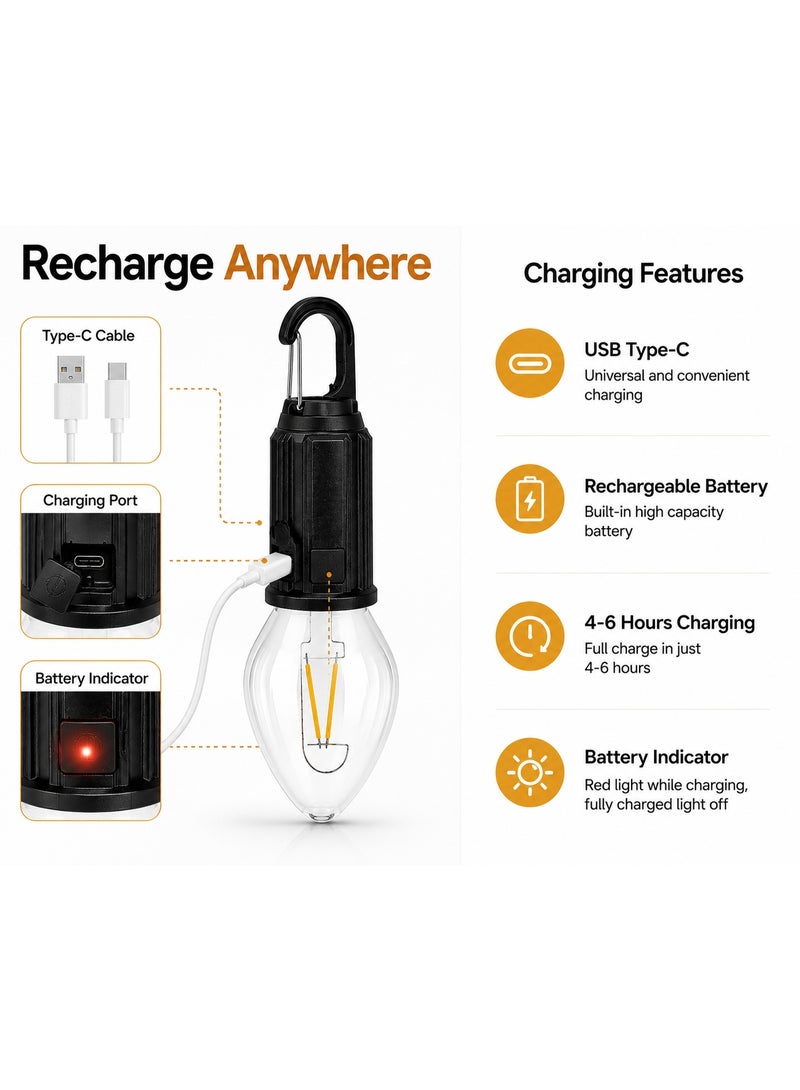 USB Type-C Rechargeable Outdoor Camping Light Warm LED Portable Hanging Lantern For Camping Emergency Garden Hiking - Image 4