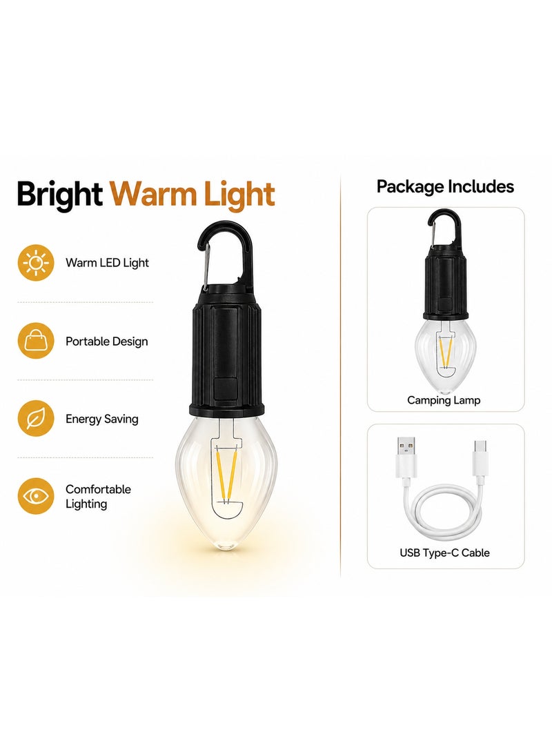 USB Type-C Rechargeable Outdoor Camping Light Warm LED Portable Hanging Lantern For Camping Emergency Garden Hiking - Image 3