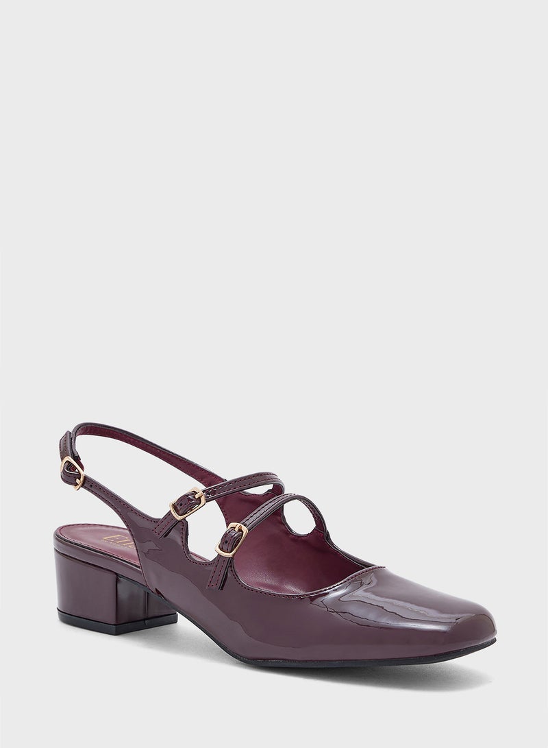 ELLA Double Buckle Mary Jane Block Heel Pump - Image 2