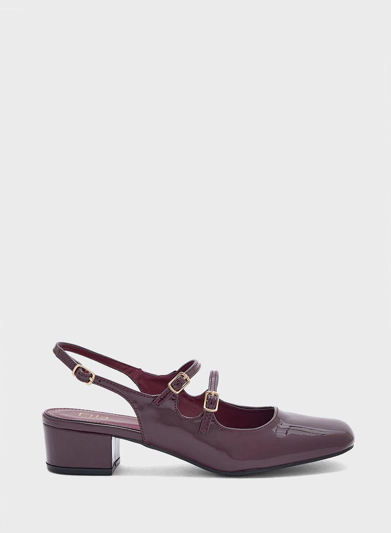 ELLA Double Buckle Mary Jane Block Heel Pump - Image 1