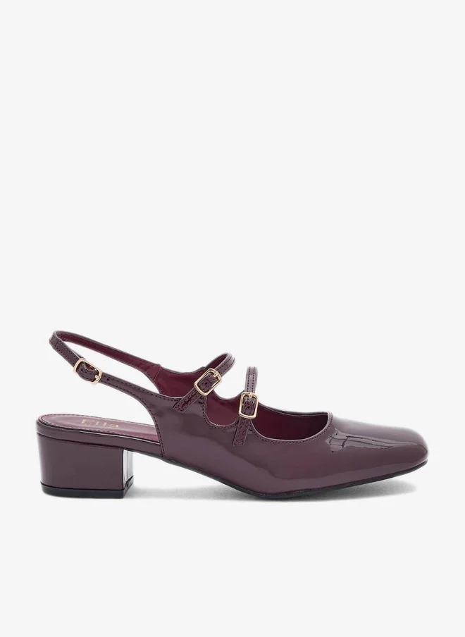 ELLA Double Buckle Mary Jane Block Heel Pump