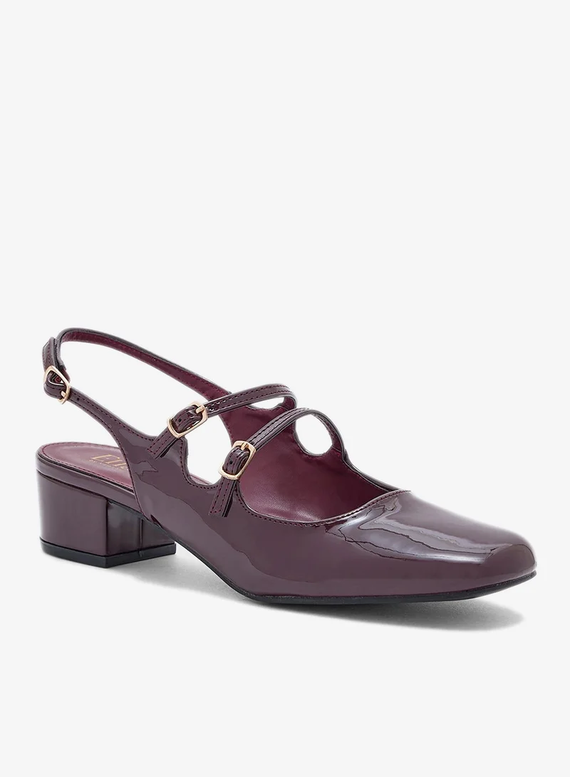 ELLA Double Buckle Mary Jane Block Heel Pump