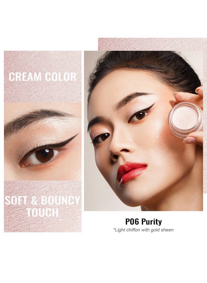 Oulac Shimmer Cream Eyeshadow Also For Highlighter Blendable Eye Shadow Waterproof&Long Lasting With Moisturizing Formula Soft Shimmer Eye Make-Up,Vegan & Cruelty-Free,6G P06 - Image 2
