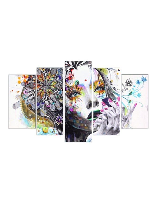 إسكدنيا مجموعة صور جدارية منزلية داخلية من 5 قطع أبيض/رمادي/وردي 102x60سنتيمتر