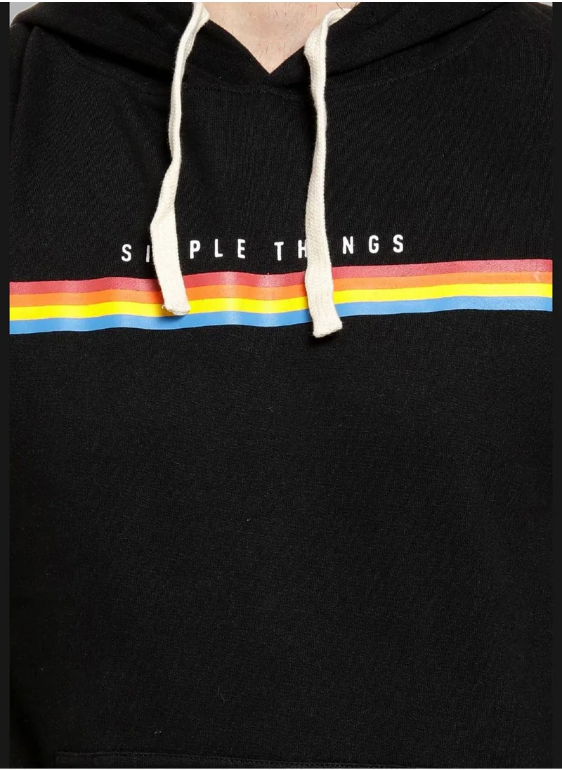 Campus Sutra Front Pocket Printed Hoodie