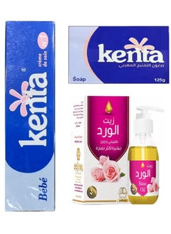 كنتا مجموعة كنتا و زيت الورد  لتبييض وتفتيح وتنعيم  بشرة الوجه مكونة من 3 قطع  - Image 1