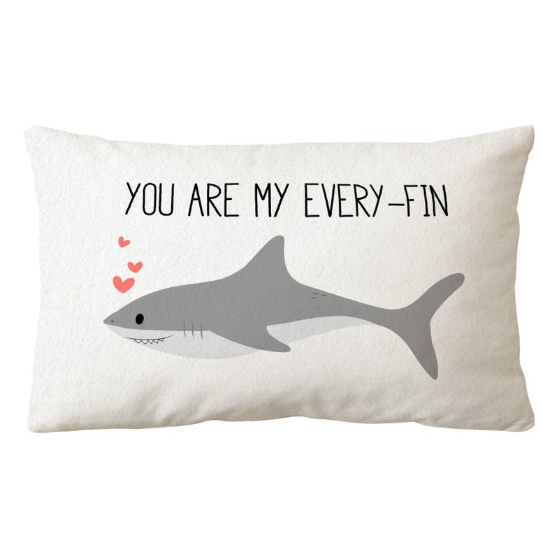 Sidhua Sharks Ocean Animals Themed Pillowcase Decorations for Home Cute Shark You are My Every Fin Throw Pillow Cover 12x20 Love Gifts Shark Lover Gifts