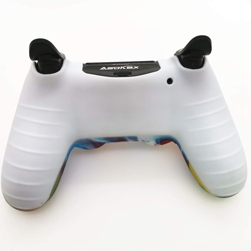 Asokex Silicone Skin Cover for Ps4 Controller (1pc Anti-Slip Case, 1 Pair L2 R2 Trigger Extender, 4pcs Thumb Grips,4pcs LED Light Bar Decal) Protector for DualShock PS4/ Slim/Pro Controller (Multicolor) - Image 3