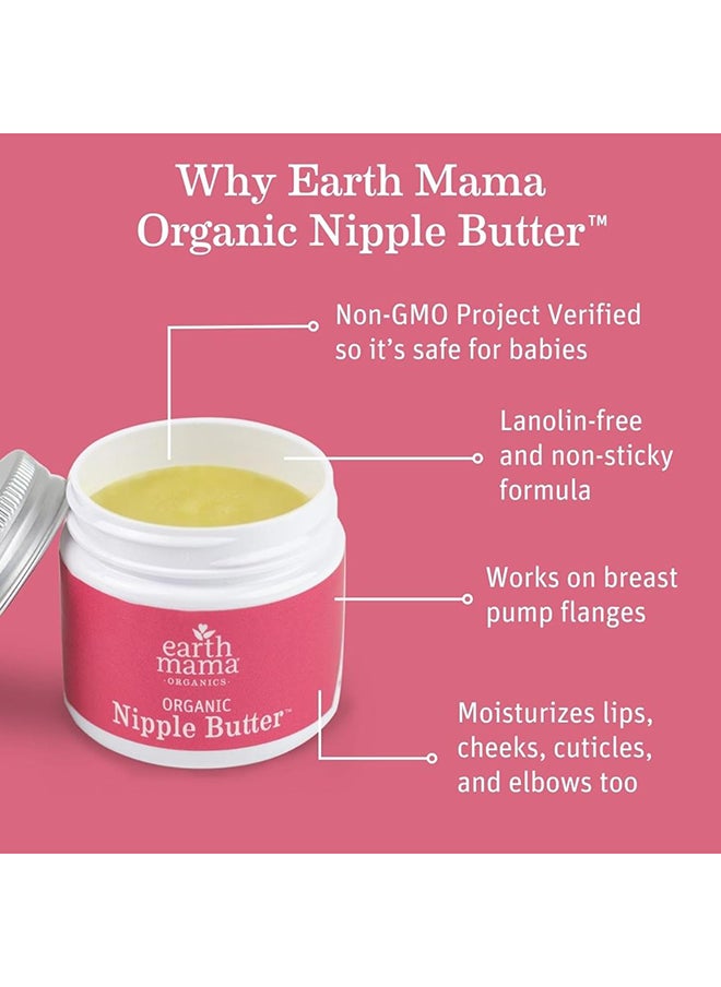 Earth Mama - Earth Mama Organic Nipple Butter™ | Nipple Cream Safe for Breastfeeding | Postpartum Essentials for Nursing | Non Lanolin Nipple Cream, 2-Fluid Ounce - Image 1