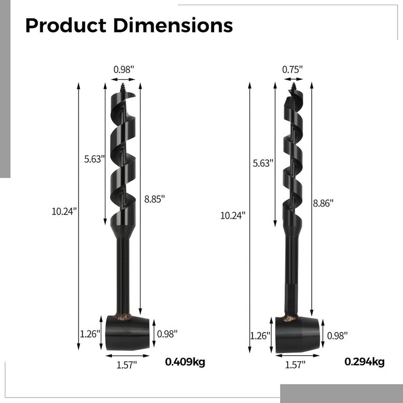 Manual Eye Auger Set, 0.75 & 1 Carbon Steel Drill Bits for Woodworking, Bushcraft, and Emergency Use - Image 5
