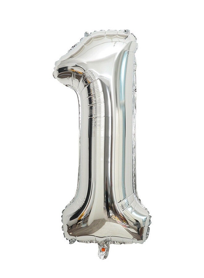 Aluminium Foil Number 1 Balloons Party Decor Silver 40inchcor 40inch - Image 1