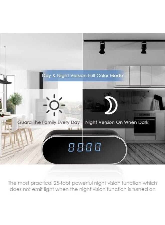 Wireless Hidden Spy Wifi Mini Camera Digital Table Clock with Full HD 1080P, Low Light Vision, Motion Detection for Home Office Room Security Cam Live Streaming Through App Security Camera