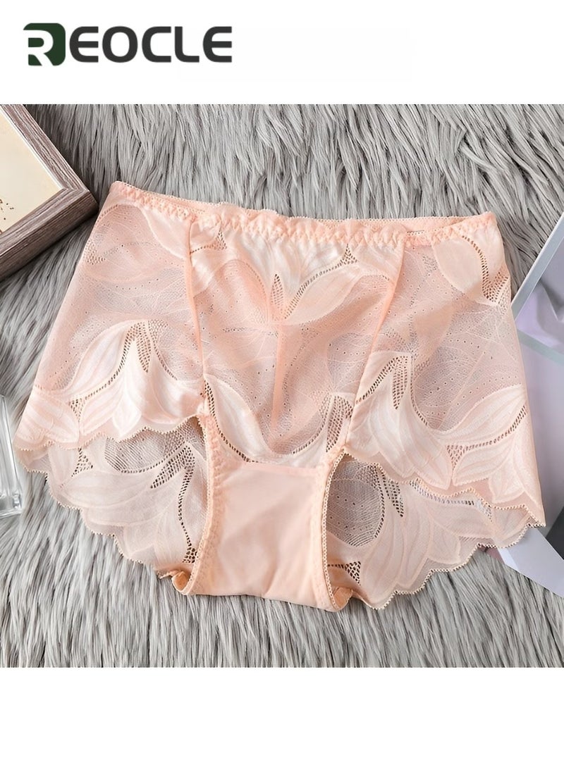 REOCLE Women's Lace Underwear High Waist Brief Tummy Control Panties Stretch Full Coverage Briefs Plus Size Ladies Brief  - Image 2