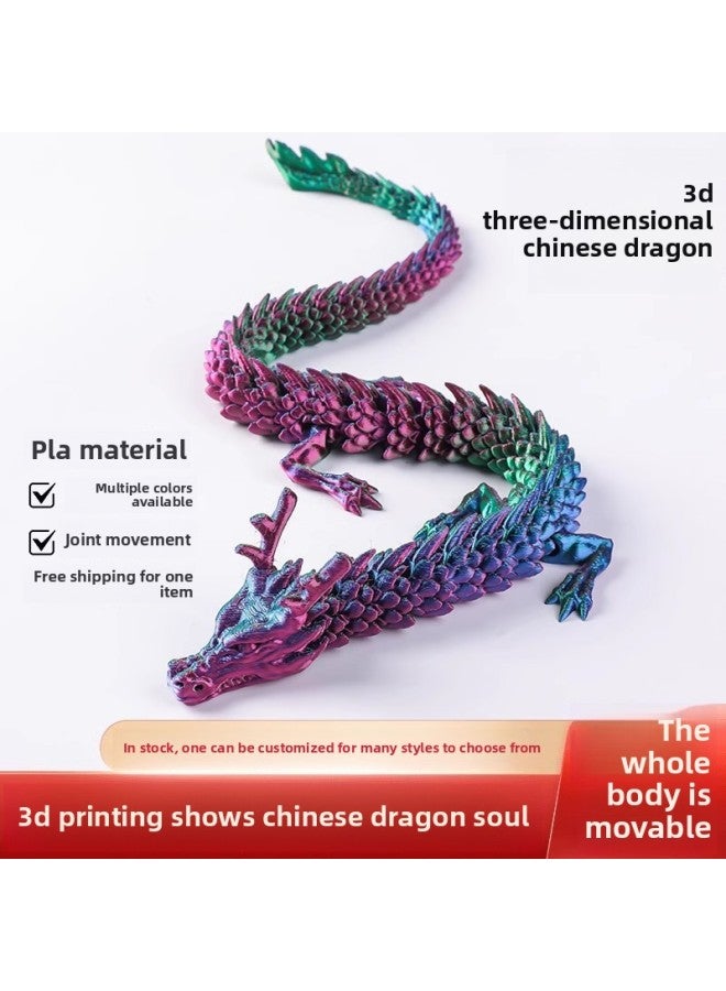 3d Printing Chinese Dragon Ornaments Fish Tank Landscaping Dragon Handicraft Joint Movable Creative Toys-Color:Laser Green Dragon + Dragon Egg-Size:25cm Dragon + 8.5cm Dragon Egg - Image 4