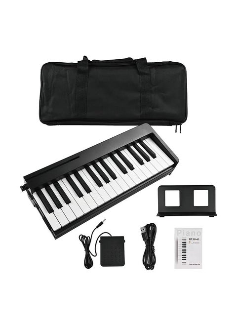 61-Key Foldable Piano with Bluetooth MIDI – Portable Electronic Keyboard for Beginners and Adults, Black