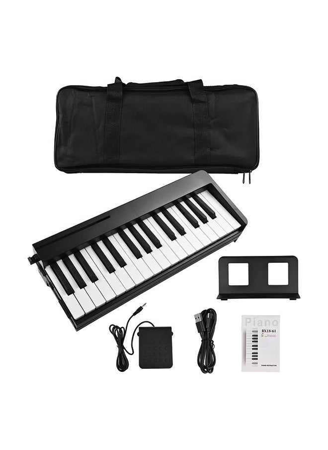 Generic - 61-Key Foldable Piano with Bluetooth MIDI – Portable Electronic Keyboard for Beginners and Adults, Black - Image 1