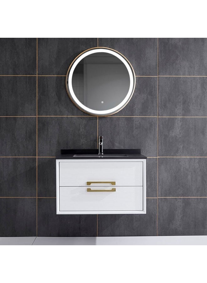 DANUBE HOME خزانة حمام ميلانو مع خزانة مرآة – مجموعة خزانة حوض مثبتة على الحائط مع تخزين، تصميم عصري، أدراج بطيئة الإغلاق وتشطيب أنيق – موفر أنيق للمساحة L80XW55XH48 - Image 1