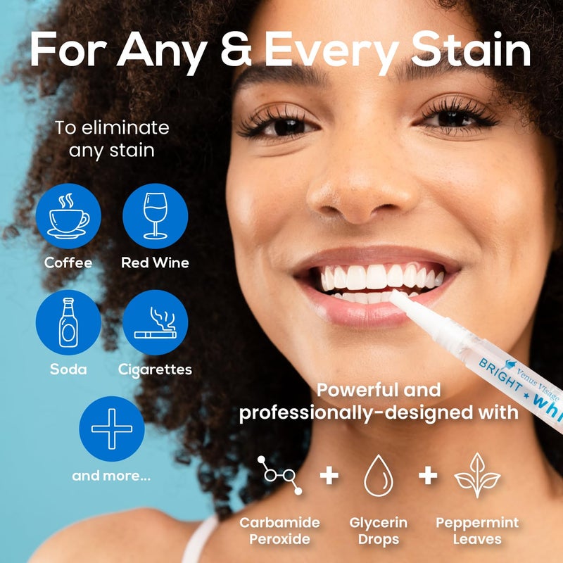 Venus Visage Teeth Whitening Pen, 40+ Uses - Teeth whitening Gel with Professional Formulation and Ingredients - Best Teeth Whitener Overnight and No Tooth Sensitivity (Mint) (0.10 Fl Oz (Pack of 4)) - Image 3