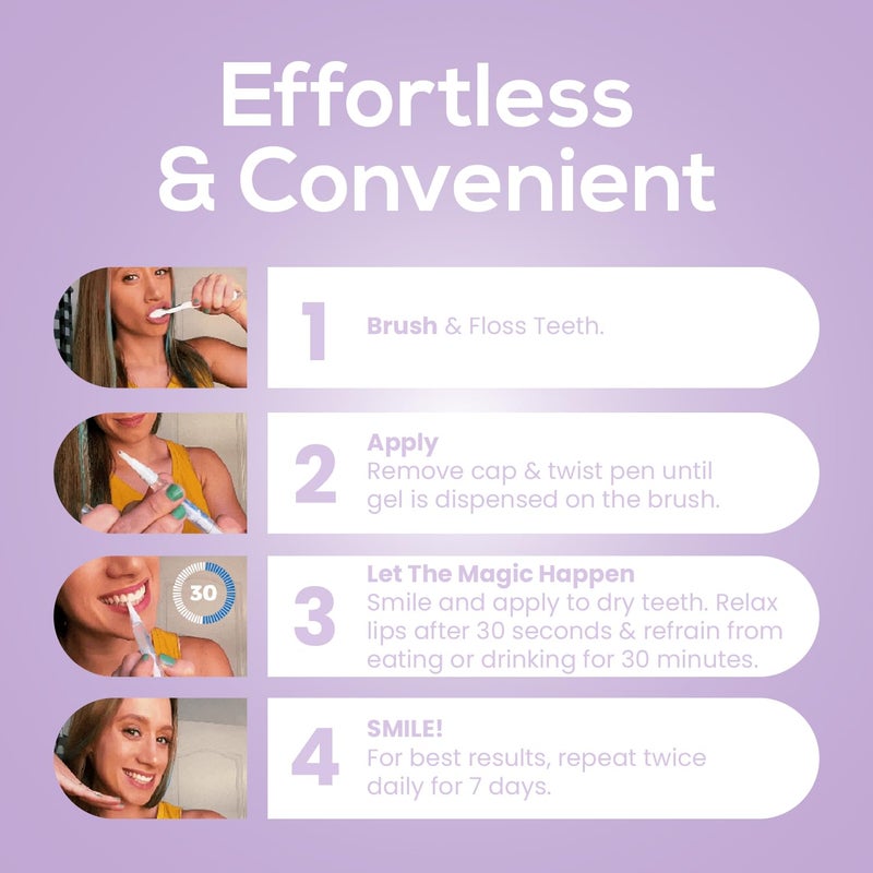 Venus Visage Teeth Whitening Pen, 40+ Uses - Teeth whitening Gel with Professional Formulation and Ingredients - Best Teeth Whitener Overnight and No Tooth Sensitivity (Mint) (0.10 Fl Oz (Pack of 4)) - Image 5