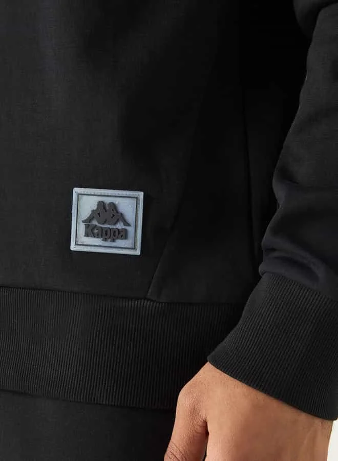 Kappa Kappa Logo Applique Sweatshirt with Long Sleeves and Drawstring Closure
