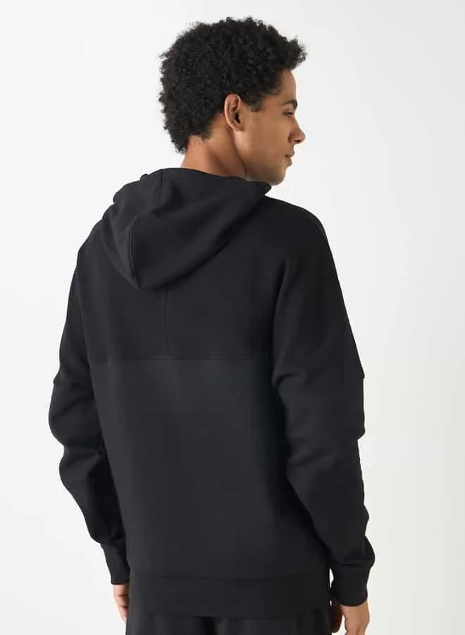 Kappa Kappa Logo Applique Sweatshirt with Long Sleeves and Drawstring Closure