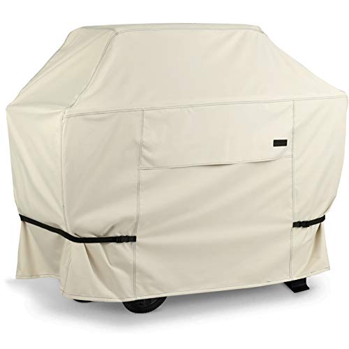 NettyPro Gas BBQ Grill Cover 52 Inch Waterproof 600D Heavy Duty Outdoor Barbecue Cover for Weber, Char-Broil, Brinkmann, Nexgrill Grills and More, Light Tan - Image 1