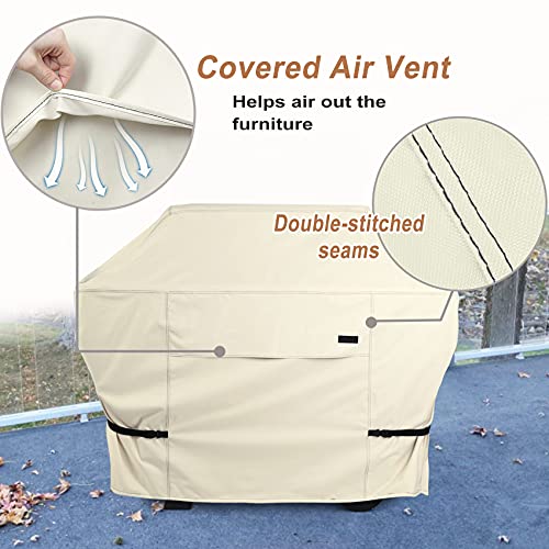 NettyPro Gas BBQ Grill Cover 52 Inch Waterproof 600D Heavy Duty Outdoor Barbecue Cover for Weber, Char-Broil, Brinkmann, Nexgrill Grills and More, Light Tan - Image 4