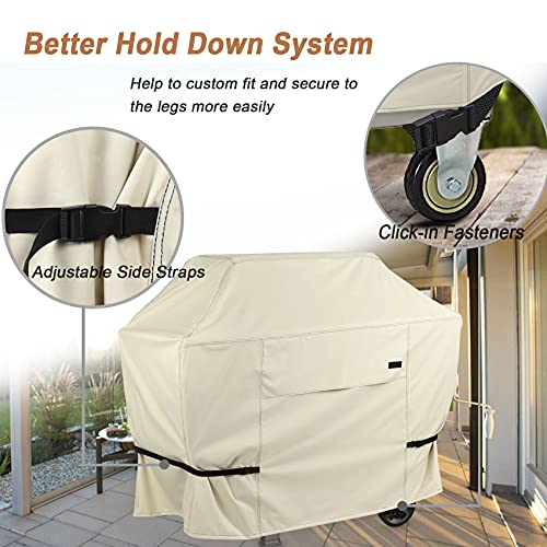 NettyPro Gas BBQ Grill Cover 52 Inch Waterproof 600D Heavy Duty Outdoor Barbecue Cover for Weber, Char-Broil, Brinkmann, Nexgrill Grills and More, Light Tan - Image 3