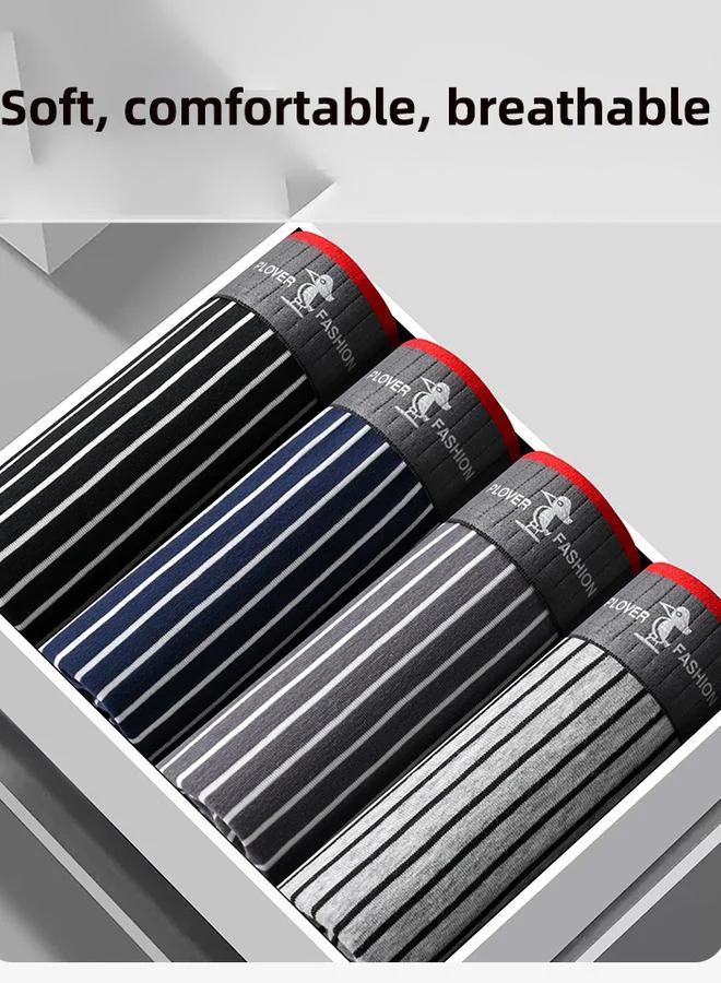 Take Two Men 4-Pack Multi-Striped Cotton Trunks