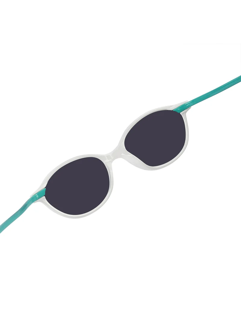 Woggles Stylish White & Aqua Blue Oval Kids Sunglasses