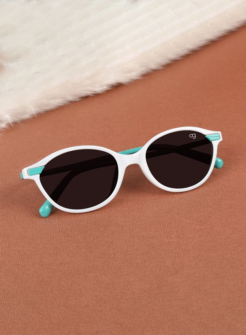 ووجلز نظارات شمسية أنيقة بيضاء وزرقاء فاتحة للأطفال بيضاوية - Image 1
