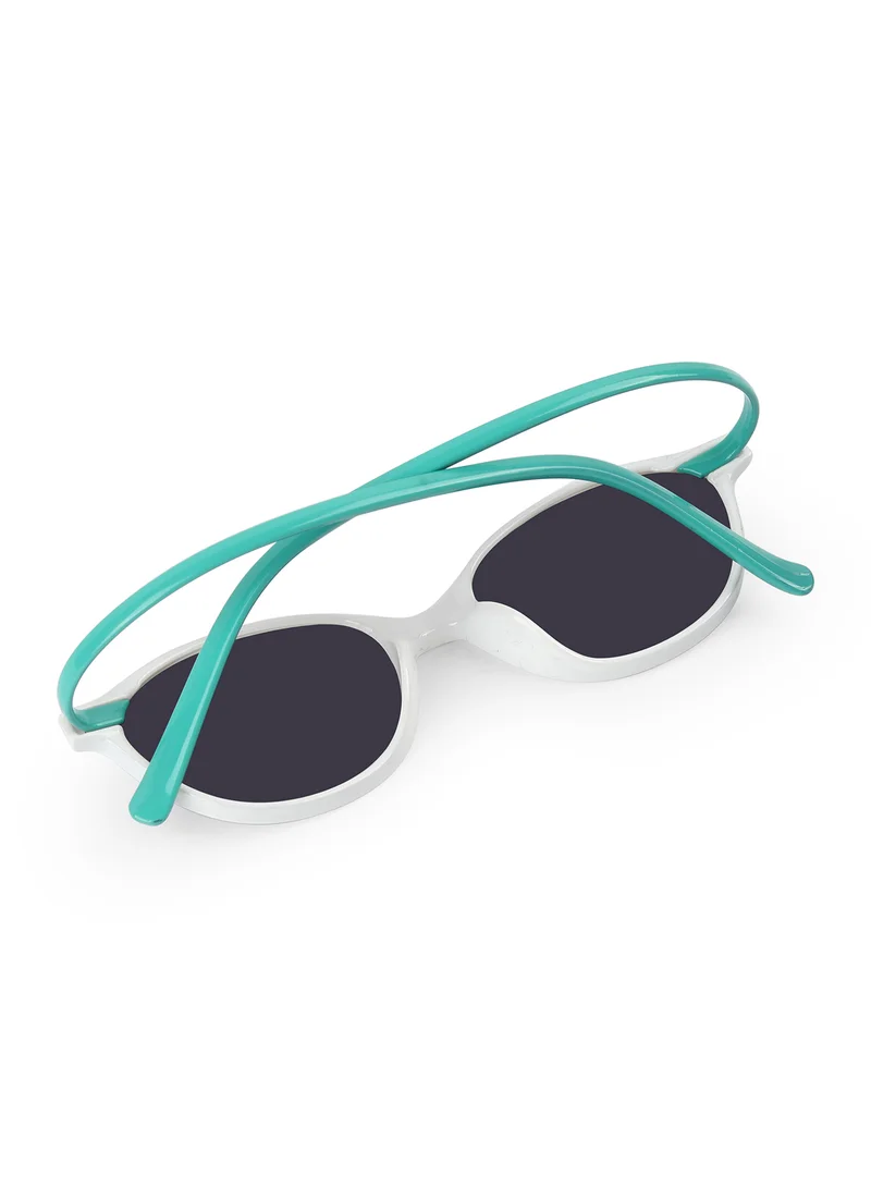 Woggles  Stylish White & Aqua Blue Oval Kids Sunglasses  | Best Price UAE