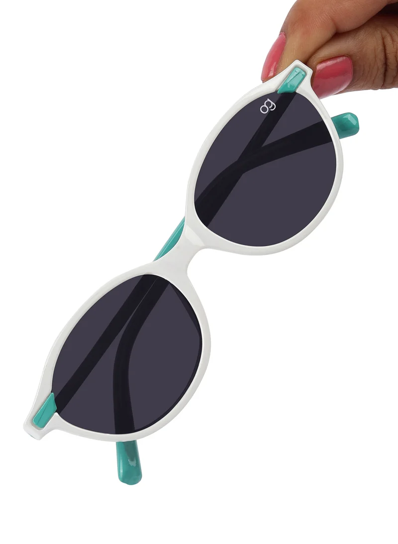 Woggles  Stylish White & Aqua Blue Oval Kids Sunglasses  | Best Price UAE