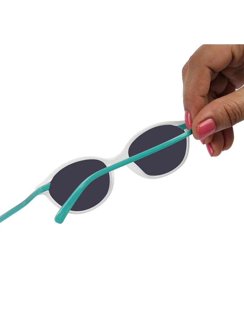 Woggles  Stylish White & Aqua Blue Oval Kids Sunglasses  | Best Price UAE