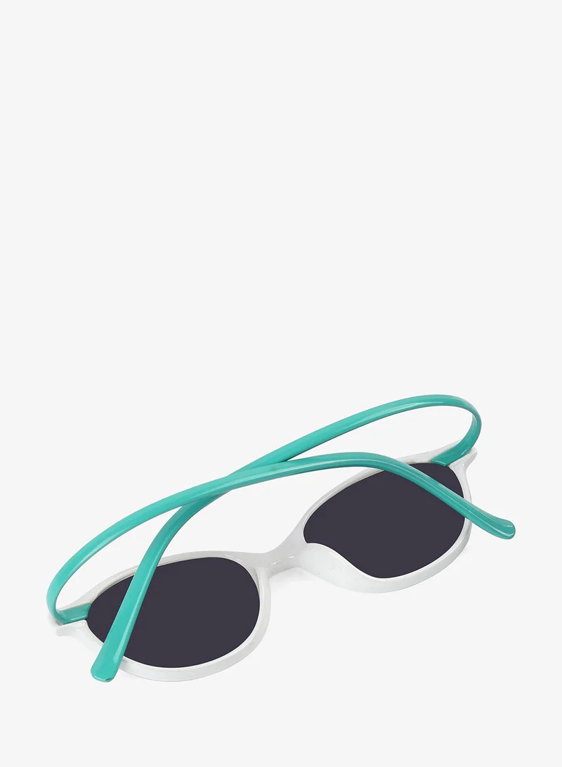 Woggles  Stylish White & Aqua Blue Oval Kids Sunglasses  | Best Price UAE