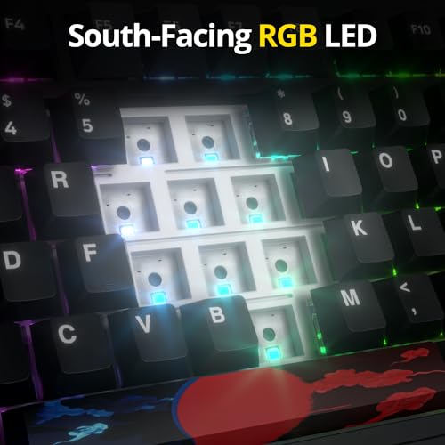 surmen M75 75% Wireless Creamy Keyboard with Gasket, Pre-lubed Triple Mode Bluetooth Mechanical Gaming Keyboard BT5.0/2.4Ghz/USB with Sound Absorbing Pads Hot-Swap(Shadow Red) - Image 4