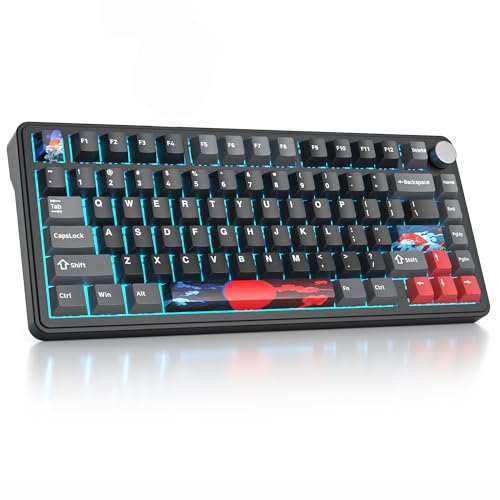 surmen M75 75% Wireless Creamy Keyboard with Gasket, Pre-lubed Triple Mode Bluetooth Mechanical Gaming Keyboard BT5.0/2.4Ghz/USB with Sound Absorbing Pads Hot-Swap(Shadow Red) - Image 1