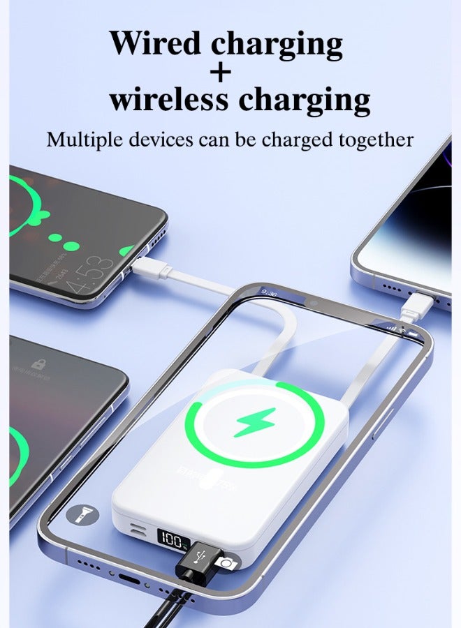 VOGMAX Black power bank Magnetic battery, 10000mAh power bank, comes with dual wire, Lingthing+Type-C, foldable magnetic wireless portable for iPhone, Android series - Image 4