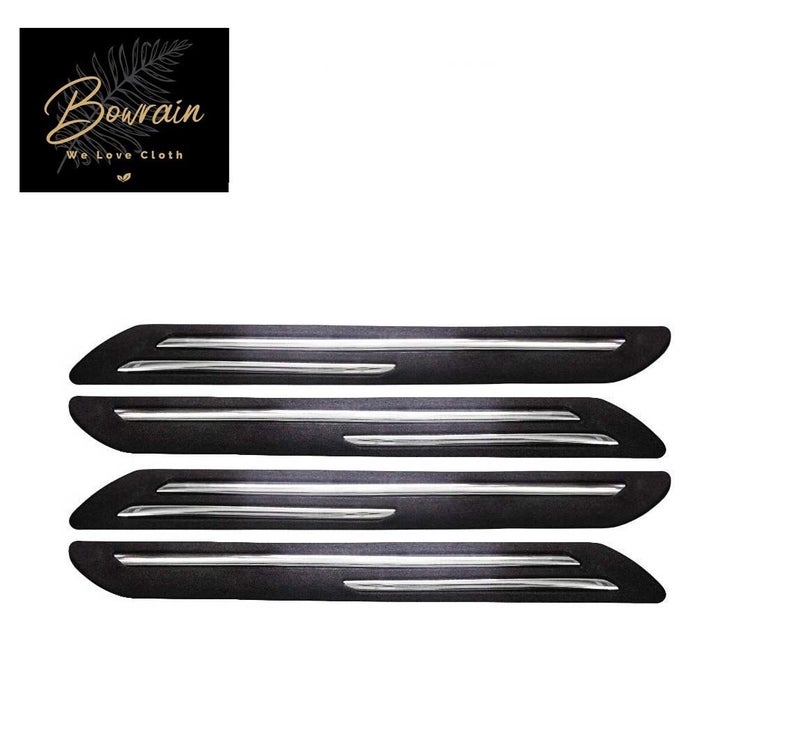 Bowrain Car Bumper Protector for Rhino - (Black, Pack of 4, Chrome Strip) - Image 1