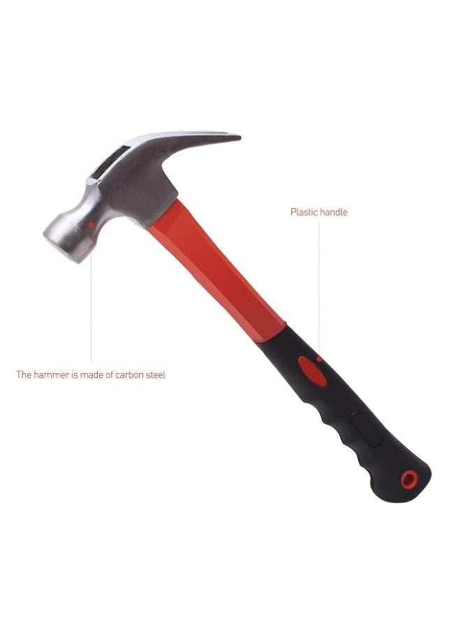 500g Curved Claw Hammer with Plastic Black and Orange Handle - Image 3