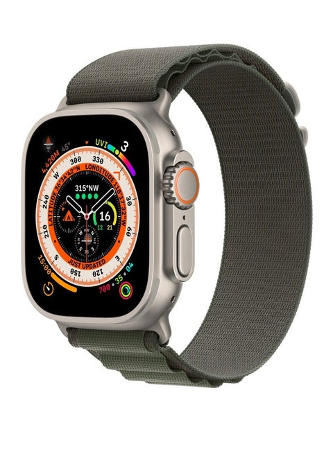 YOMNA Nylon Compatible with Apple Watch Bands 49mm, Soft and Breathable Nylon G-hook Loop Buckle Watch Strap, Suitable for Apple watch Ultra Series 8 (Green) Adjustable Size