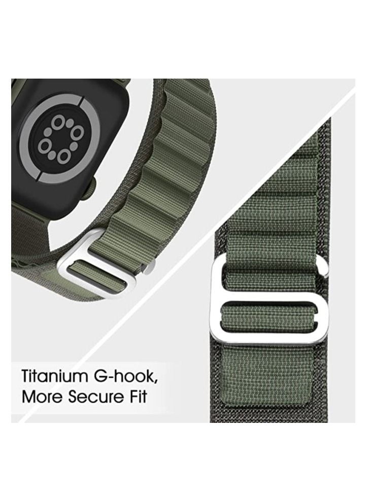 YOMNA - YOMNA Nylon Compatible with Apple Watch Bands 49mm, Soft and Breathable Nylon G-hook Loop Buckle Watch Strap, Suitable for Apple watch Ultra Series 8 (Green) Adjustable Size - Image 1