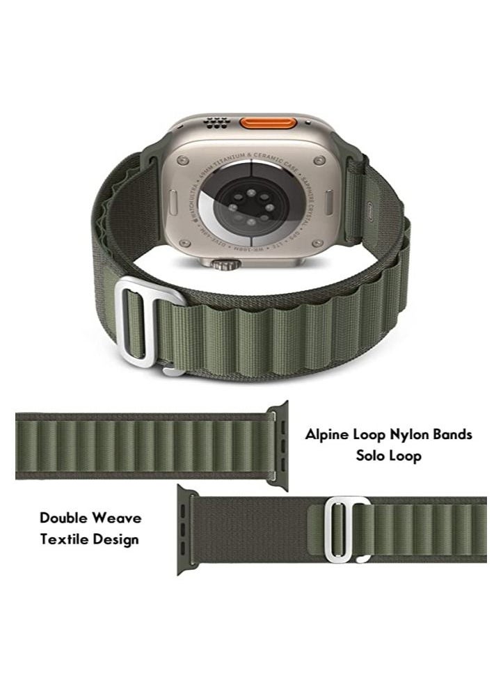 YOMNA - YOMNA Nylon Compatible with Apple Watch Bands 49mm, Soft and Breathable Nylon G-hook Loop Buckle Watch Strap, Suitable for Apple watch Ultra Series 8 (Green) Adjustable Size - Image 1