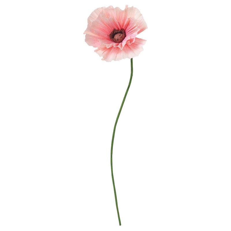 Baitique Artificial Poppy Flower, Paper Petals with Steel Stem, Pink, 40 cm - Image 1