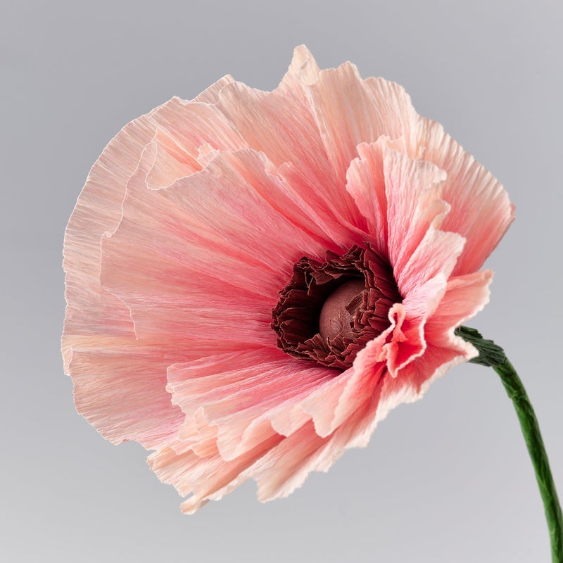 Baitique Artificial Poppy Flower, Paper Petals with Steel Stem, Pink, 40 cm - Image 4